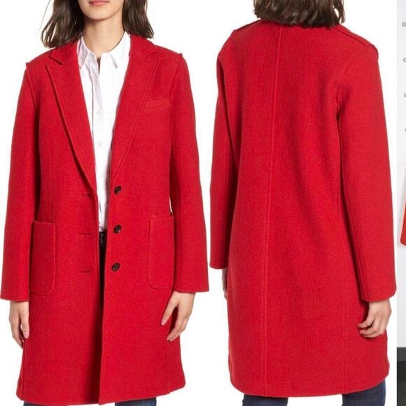 J. Crew Women's Red Boiled Wool Overcoat Size 4 Long Sleeve Casual - Picture 1 of 9